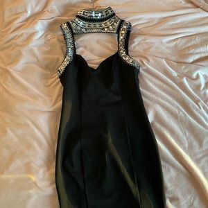 High Neck Silver mini dress